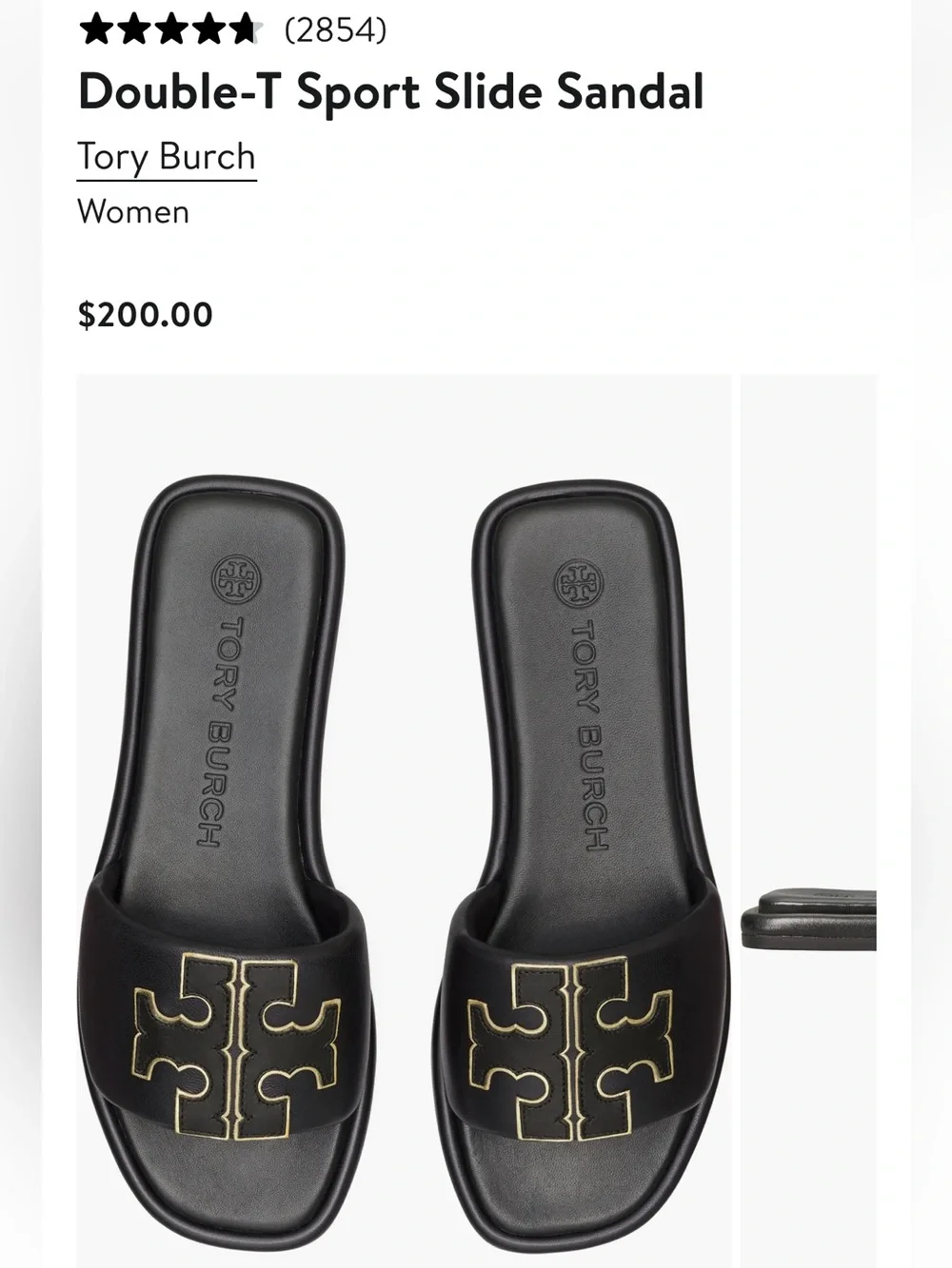 Tory Burch Black Slide Sandals with Gold Logo